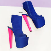 Blue Pink Slingback Ankle Platforms - Tajna Club