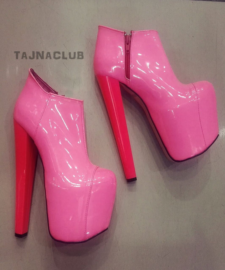 Pink Platform Ankle Boots - Tajna Club
