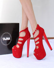 Red Cage Platforms Pole Shoes - Tajna Club
