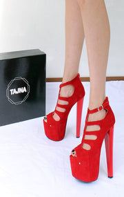Red Cage Platforms Pole Shoes - Tajna Club