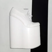 30 cm High Heel Wedge Shoes White - Tajna Club
