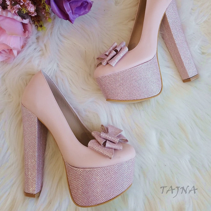 Light Pink Bridal Ribbon Platforms - Tajna Club