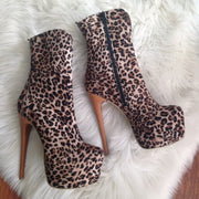 Leopard Textile High Heel Boots - Tajna Club