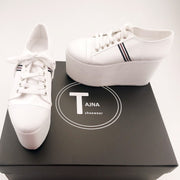 Lace Up White Sneakers Wedge Platform Shoes - Tajna Club