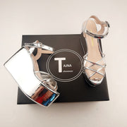 Silver Transparent Cross Strap Wedge Sandals - Tajna Club