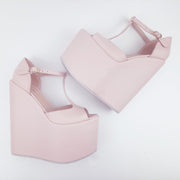 Light Pink  Mary Jane High Heel Wedding Wedge Shoes - Tajna Club
