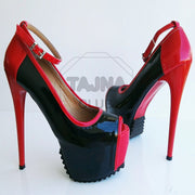 Red and Black Patent Leather High Heel Platform Pumps - Tajna Club