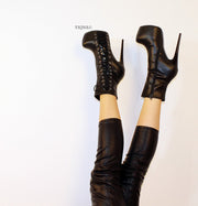Black Corset Style High Heel Ankle Boots - Tajna Club