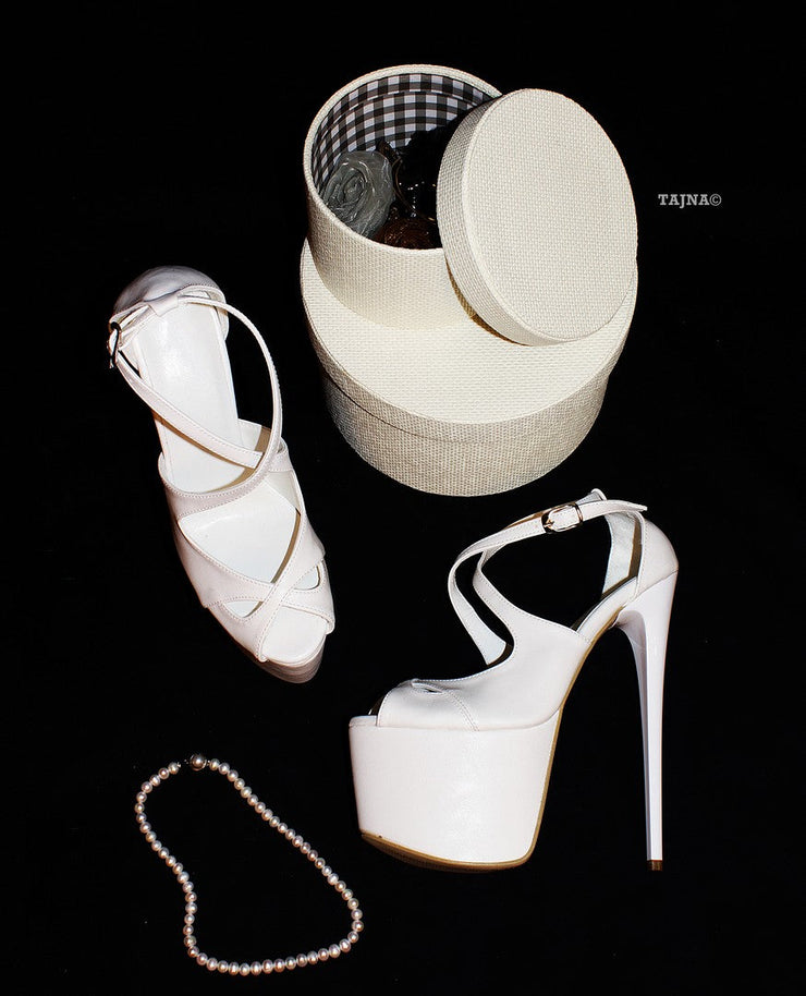 White  Patent Leather Designer Platform Shoes - Tajna Club