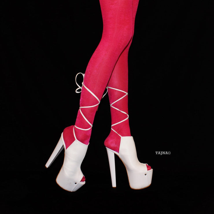 Ballerinas Open Back White 19 cm Platform Heels - Tajna Club