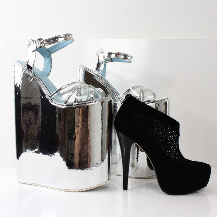 30 cm Silver Super High Heel Show Mega Platform Shoes - Tajna Shoes