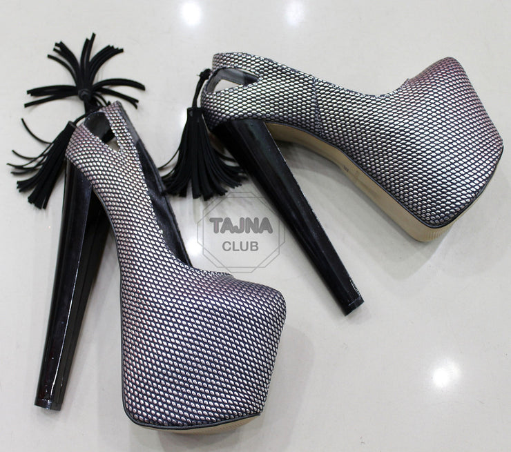 Fringe Platform 20 cm High Heel Pump Shoes - Tajna Club