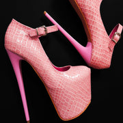 Light Pink Croco Mary Jane High Heels
