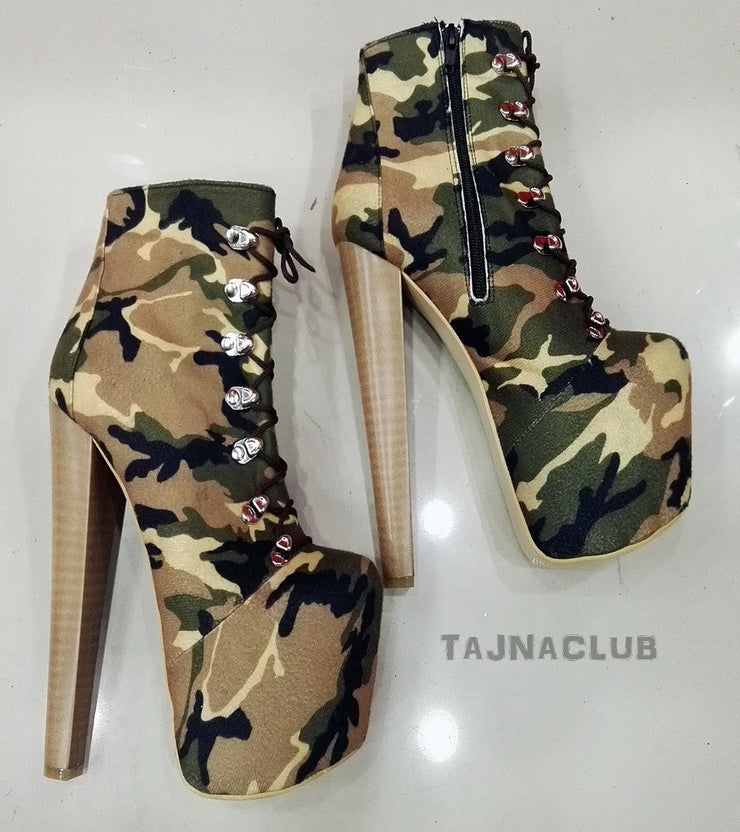 Military Lace-Up Super 20 cm High Heel Boots - Tajna Club