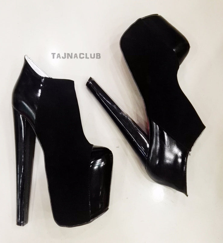 Black Platform Sexy High Heel Booties - Tajna Club