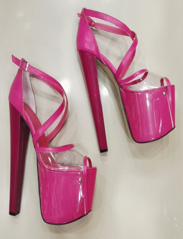 Pink Peep toe Ankle Strap Platform High Heels - Tajna Club