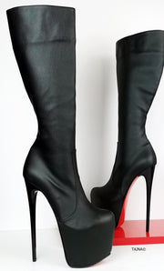 Mid-Calf High Heel Black Boots | Tajna Shoes