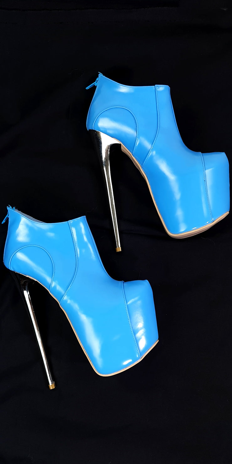 Baby Blue Ankle Cut High Heel Boots