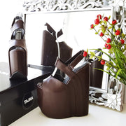 Brown 20 cm High Heel Wedge Platform Shoes - Tajna Club