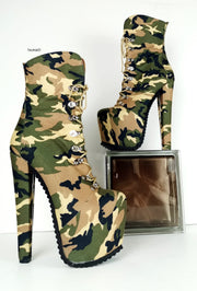 Camouflage Lace up Military Styler Boots - Tajna Club