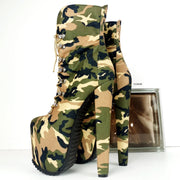 Camouflage Lace up Military Styler Boots - Tajna Club