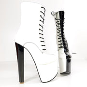 Double Side Coloured Lace Up Heel Boots