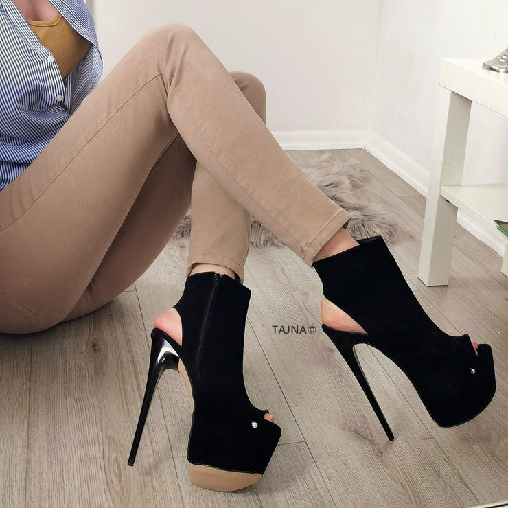 Open Back Black Ankle Booties - Tajna Club
