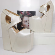 Extra High Heel Wedges Ivory Hidden - Tajna Club