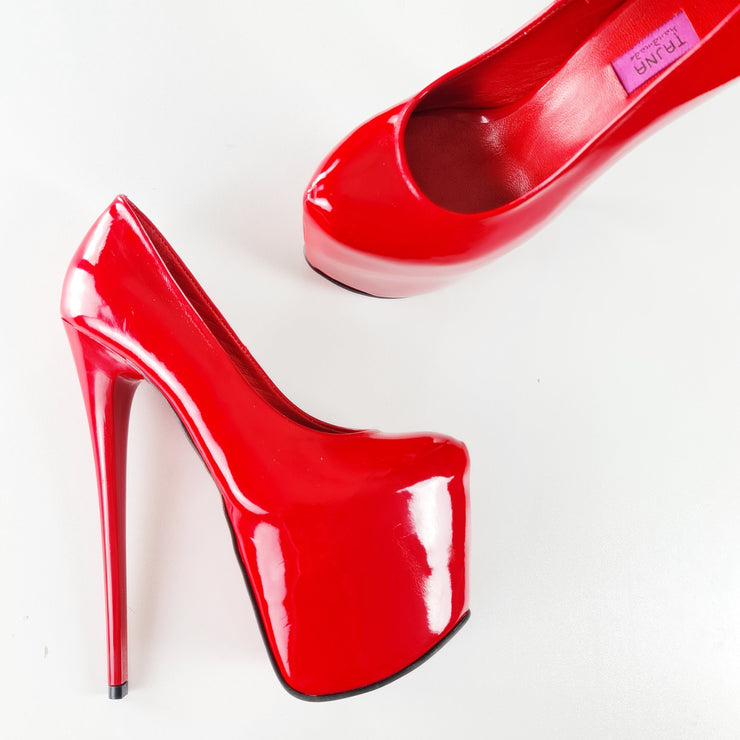 Red Gloss High Heel Classic Pumps Tajna Club Shoes