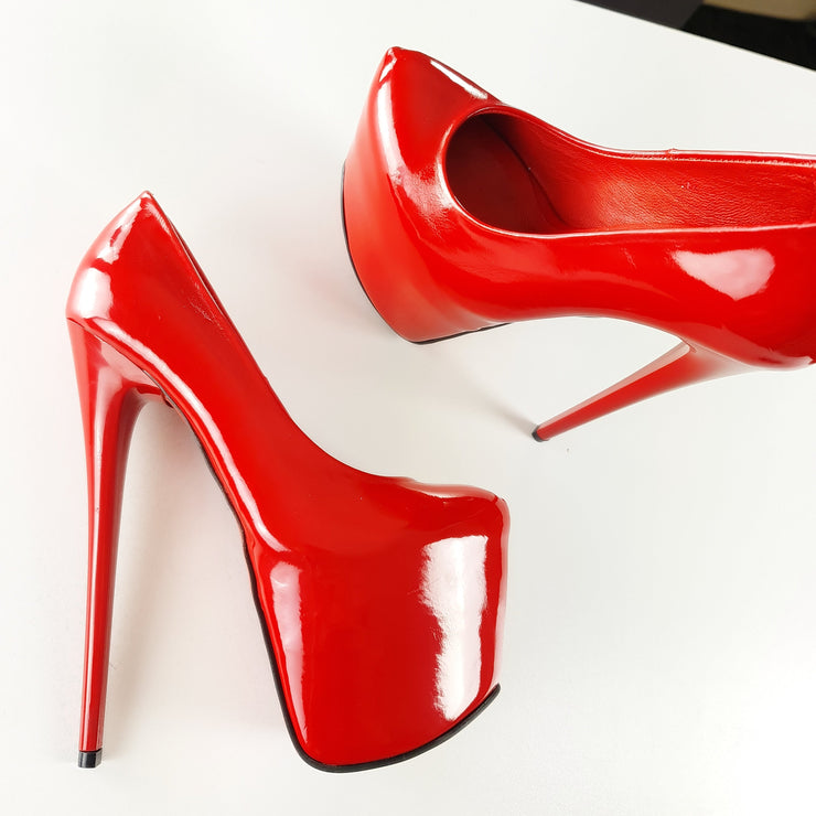 Red Gloss High Heel Classic Pumps Tajna Club Shoes