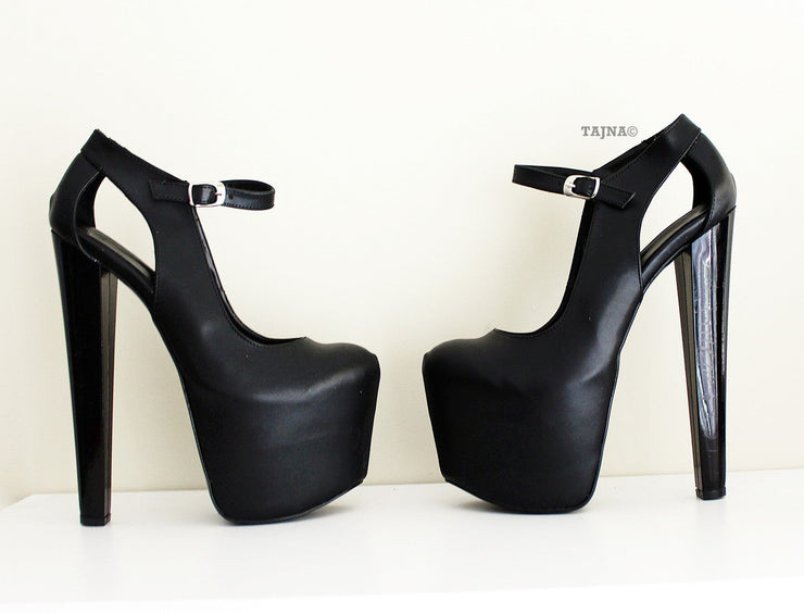 Slit Designer Black Platform 19 cm Heels - Tajna Club