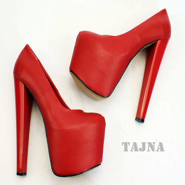 19 cm Red High Heel Platform Shoes - Tajna Club