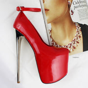 Red Patent Metallic Platform Heels - Tajna Club