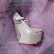 Ivory 17 cm Heel Wedge Bridal Shoes - Tajna Club