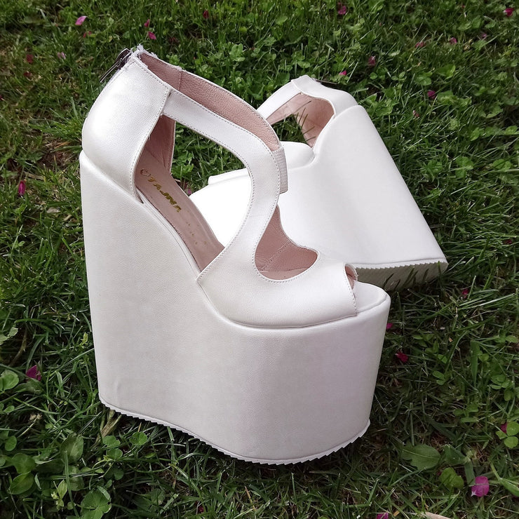 Ivory 18-22 cm Super High Heel Wedding Shoes Wedges - Tajna Club