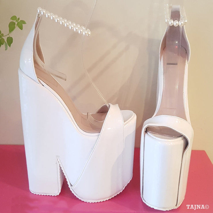 Peep Toe Pearş Elegant High Heel Wedding Shoes Wedges - Tajna Club