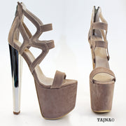 Dark Beige Faux Suede Platform Shoes 19 cm Heels - Tajna Club