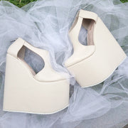 Cream Beige 18-22 cm Super High Heel Wedding Shoes Wedges - Tajna Club