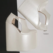 Ivory White Platform Wedges - Tajna Club