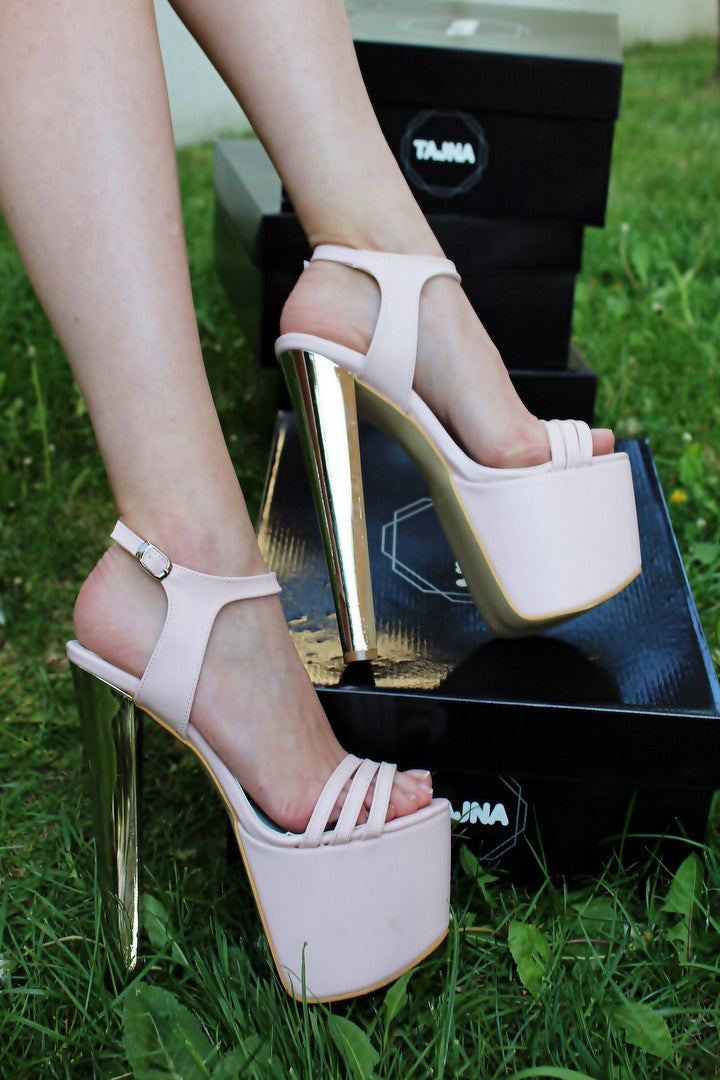 Ankle Strap Light Pink 19 cm High Heel Platform Shoes - Tajna Club