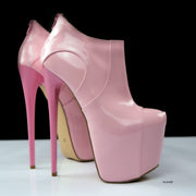 Light Pink Gloss Ankle Booties - Tajna Club