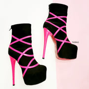 Jada Black Pink Designer Ankle Boots - Tajna Club