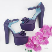 Purple  Ribbon Chunky Platform Shoes - Tajna Club