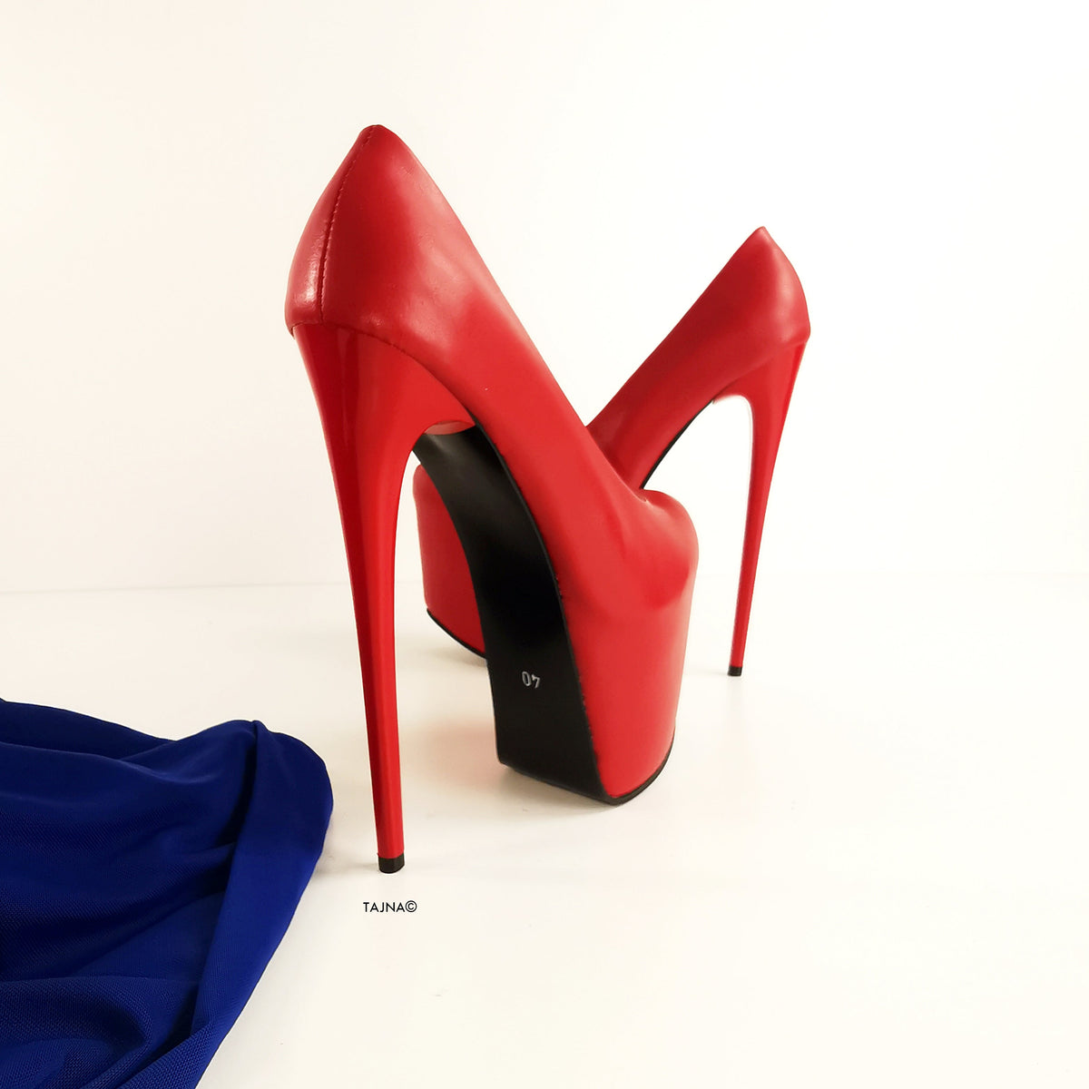 Red Matte High Heel Platforms | Tajna Shoes