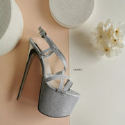 Silver Shimmer Platform Sandals - Tajna Club