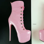 Pink Patent Military Style Ankle Boots - Tajna Club