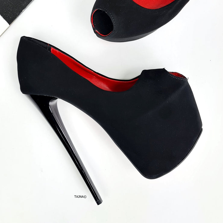 Black Suede Fishmouth Classic High Heels