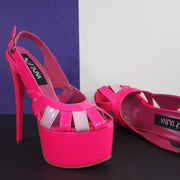 Neon Pink Gloss Toe Detailed High Heeled