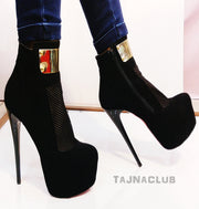 Black Platform Boots with Perforated Front - Tajna Club