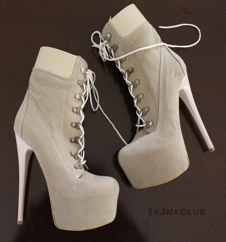 Timber Style Cream Lace Up Boots - Tajna Club